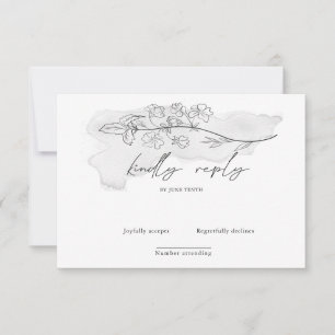 Charming botanical elegant script RSVP Card