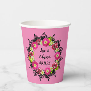 Charming Botanical Touch: Lovely Floral Wreath Paper Cups