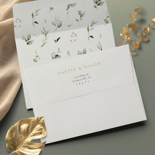 Charming Botanical Watercolor Wedding Envelope