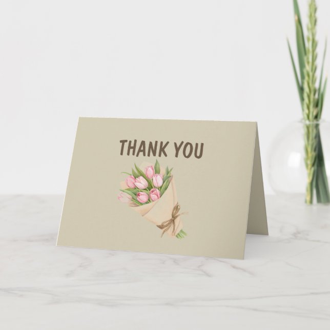Charming Bouquet Thank You Card – Folded Design (Front)