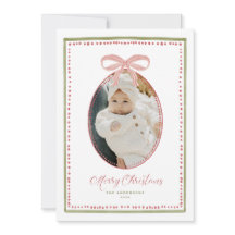 Charming Bow Hand Painted Christmas Photo Card