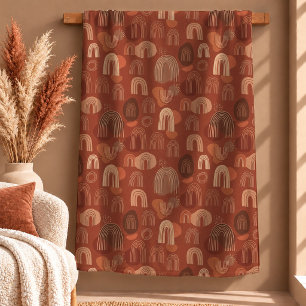 Charming Brown Copper Boho Rainbow Pillow Fleece Blanket