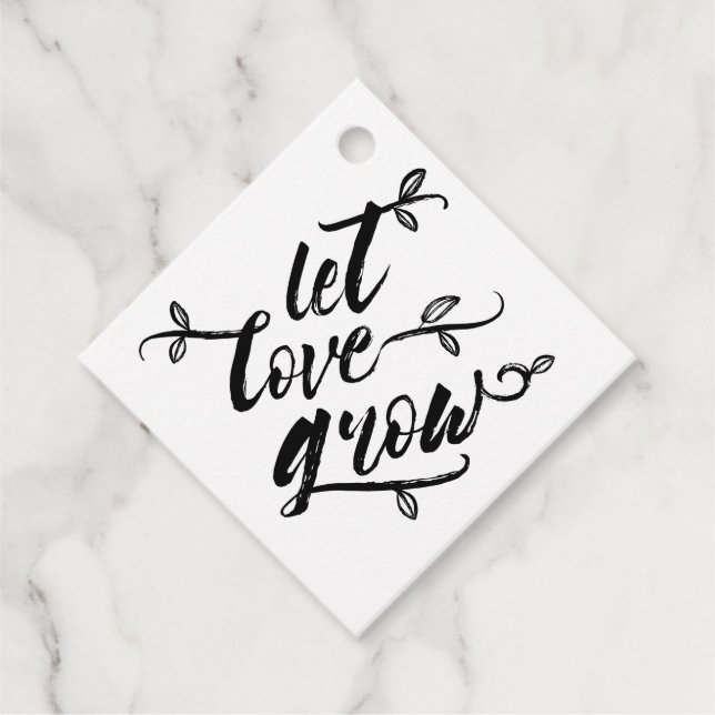 Charming Brush Script Let Love Grow Favour Tags (Front)