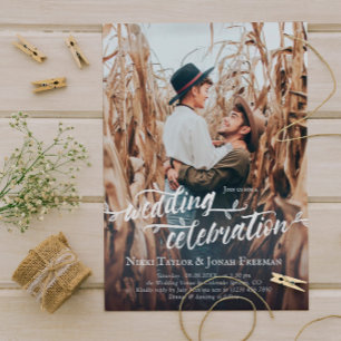 Charming Brush Script Photo Wedding Invitation