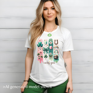 Charming Brushstrokes Custom Green and Pink Women’ T-Shirt