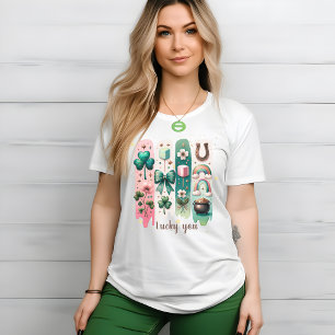 Charming Brushstrokes Custom Green and Pink Women’ T-Shirt