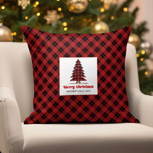 Charming Buffalo Plaid Personalised Christmas Cushion
