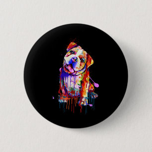 Charming Bulldog Rainbow Colours Art Splash Art 6 Cm Round Badge
