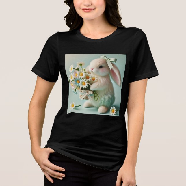 Charming Bunny Bouquet T-Shirt Tri-Blend Shirt (Front)