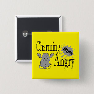 Charming but angry little devil cat funny quote 15 cm square badge