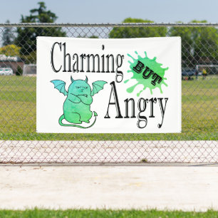 Charming but angry little devil cat funny quote banner