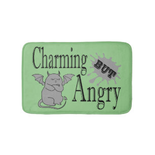 Charming but angry little devil cat funny quote bath mat