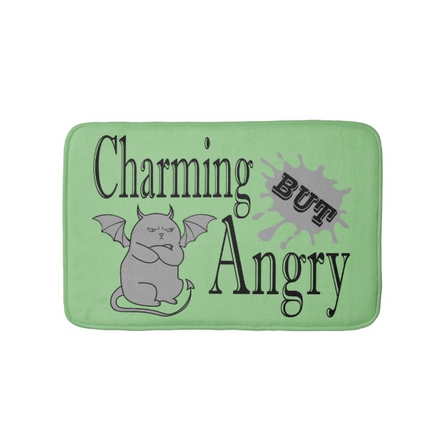 Charming but angry little devil cat funny quote bath mat (Front)