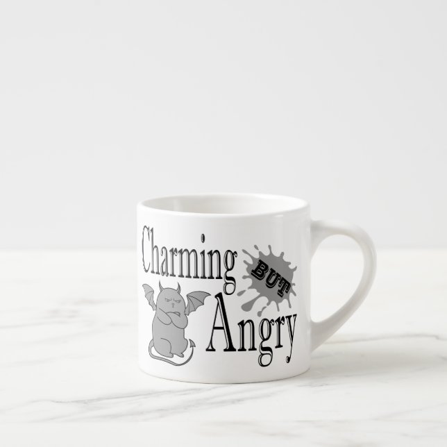 Charming but angry little devil cat funny quote espresso cup (Right)