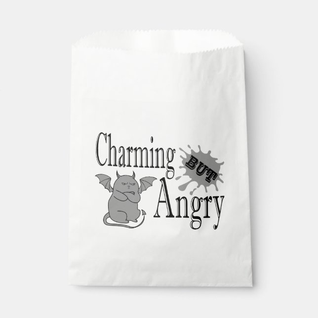 Charming but angry little devil cat funny quote favour bags (Front)
