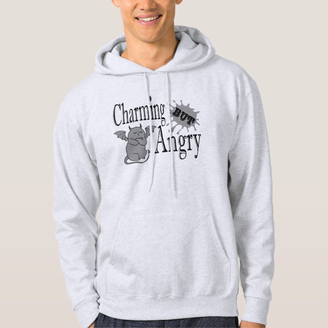 Charming but angry little devil cat funny quote hoodie (Front)