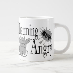 Charming but angry little devil cat funny quote large coffee mug
