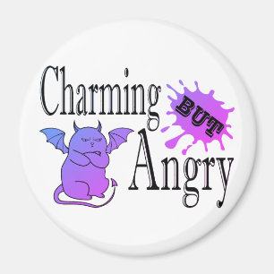 Charming but angry little devil cat funny quote magnet