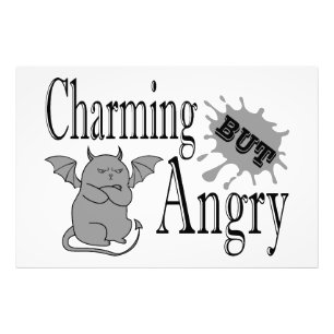 Charming but angry little devil cat funny quote photo print