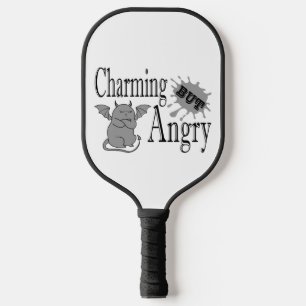 Charming but angry little devil cat funny quote pickleball paddle