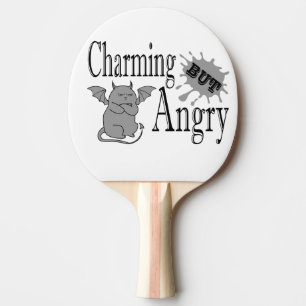 Charming but angry little devil cat funny quote ping pong paddle