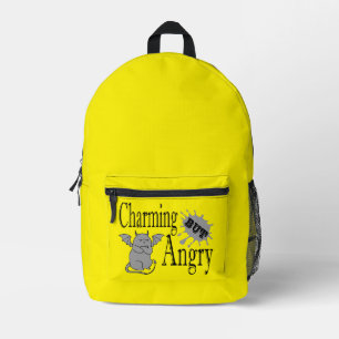 Charming but angry little devil cat funny quote printed backpack