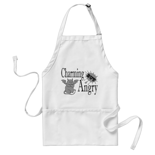 Charming but angry little devil cat funny quote standard apron (Front)