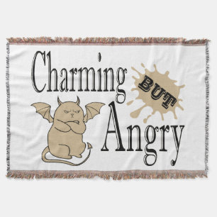 Charming but angry little devil cat funny quote throw blanket