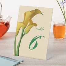 Charming Calla Lily Wedding Table Number 