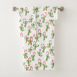 Charming Candy Canes Sweet Christmas Xmas Holiday Bath Towel Set