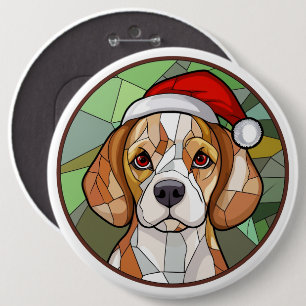 Charming Canine Cheer: Beagle themed Christmas 6 Cm Round Badge
