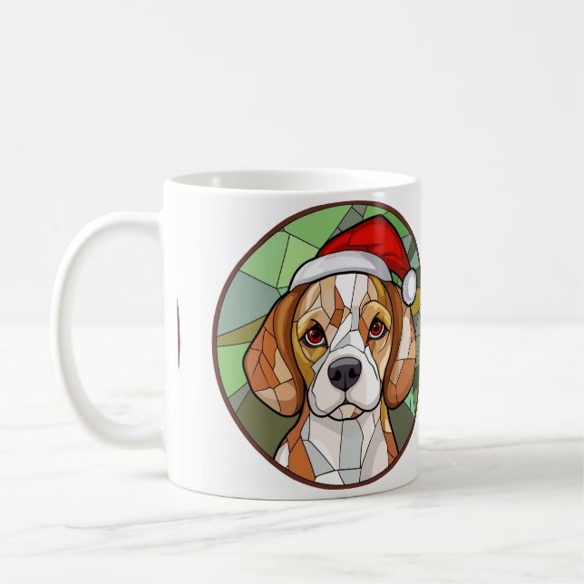 Charming Canine Cheer: Beagle themed Christmas Coffee Mug (Left)