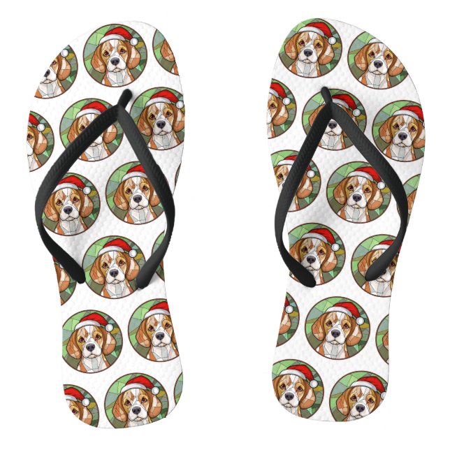 Charming Canine Cheer: Beagle themed Christmas Jandals (Footbed)