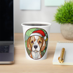 Charming Canine Cheer: Beagle themed Christmas Paper Cups