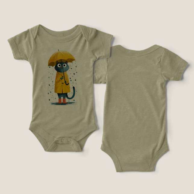 Charming Cartoon Cat Raincoat Bodysuit (Design Front & Back)