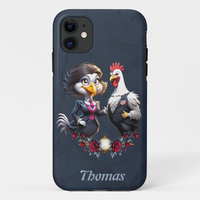 Charming cartoon chicken couple. Case-Mate iPhone case (Back)