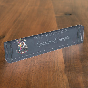 Charming cartoon chicken couple.  nameplate