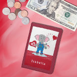 Charming Cartoon Elephant Kid Red Wallet<br><div class="desc">Charming cartoon elephant kid red wallet . Personalise with the child's name . 
© ArianeC Illustrations-All rights reserved</div>