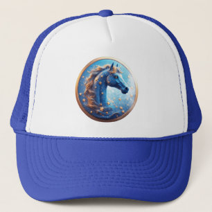Charming Cartoon Horse Portrait With Stars Trucker Hat