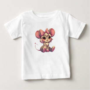 Charming Cartoon Mouse in Vintage Style" Baby T-Shirt
