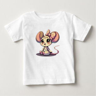 Charming Cartoon Mouse in Vintage Style" Baby T-Shirt