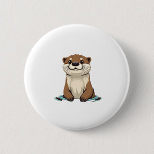 Charming Cartoon Otter 6 Cm Round Badge