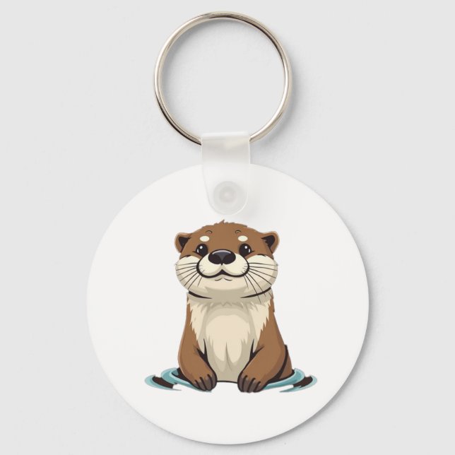 Charming Cartoon Otter Key Ring (Front)
