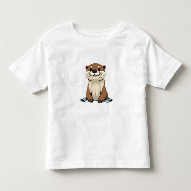 Charming Cartoon Otter Toddler T-Shirt (Front)