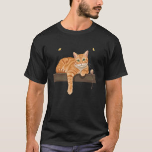 Charming Cat Design with Yarn and Butterfly Detail T-Shirt