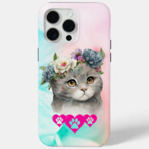 Charming Cat with Flower Crown Phone Case