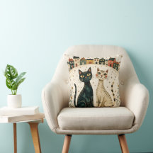 Charming Cats Throw Pillow
