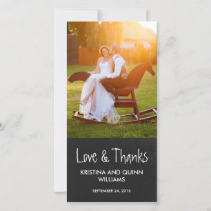 Charming Chalkboard Wedding Thank You Photo Card