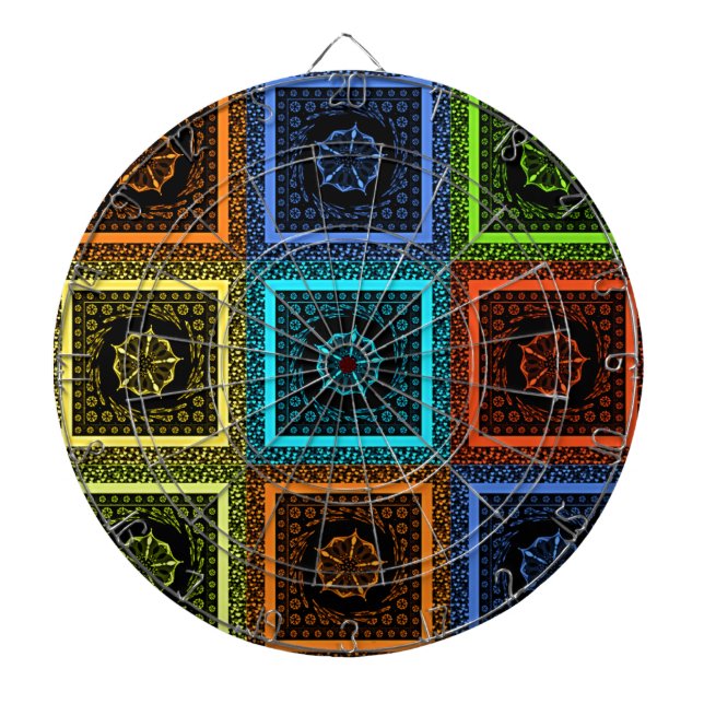 Charming Chequered Multicolored Pattern Art Design Dartboard (Front)