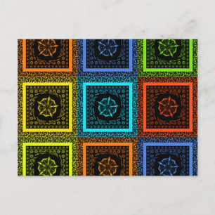 Charming Chequered Multicolored Pattern Art Design Postcard